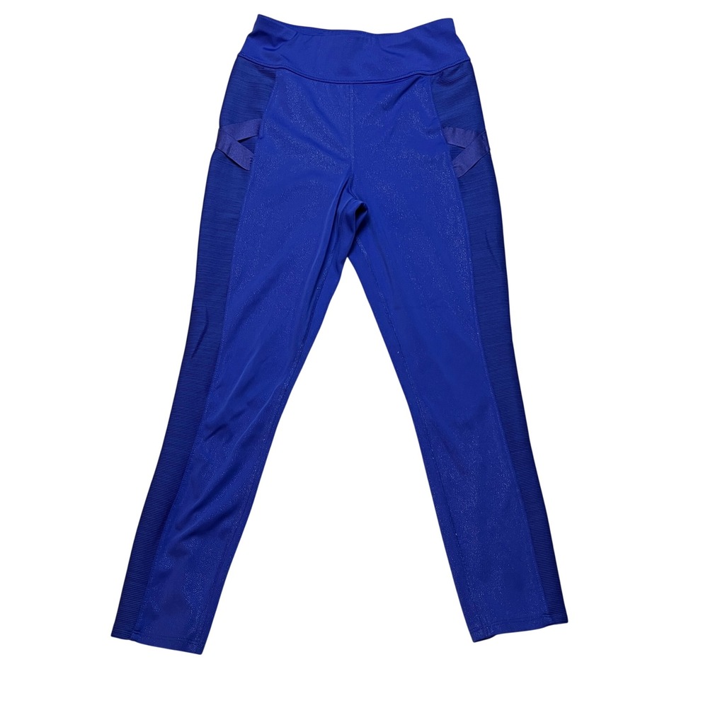 Avia Leggings Girls XL Blue Sparkle Ribbed Mesh VA31100013493D Activewear